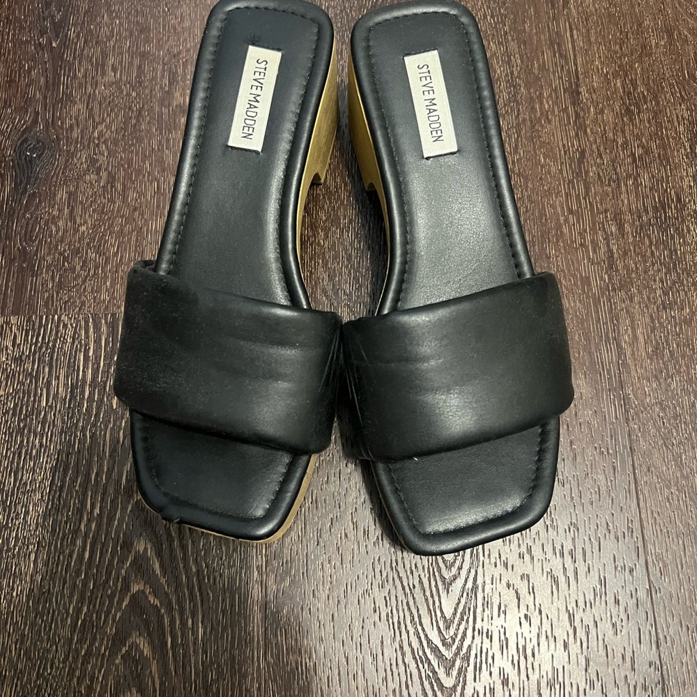 Steve Madden Black Slide Sandals